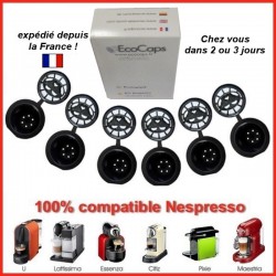 lot 12 capsules économiques rechargeables compatibles Nespresso noires