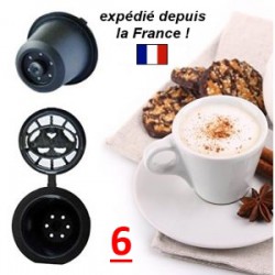 boite 6 capsules économiques rechargeables compatibles Nespresso noires